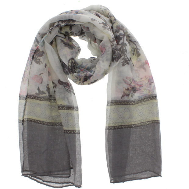 Floral Print Scarf with Border