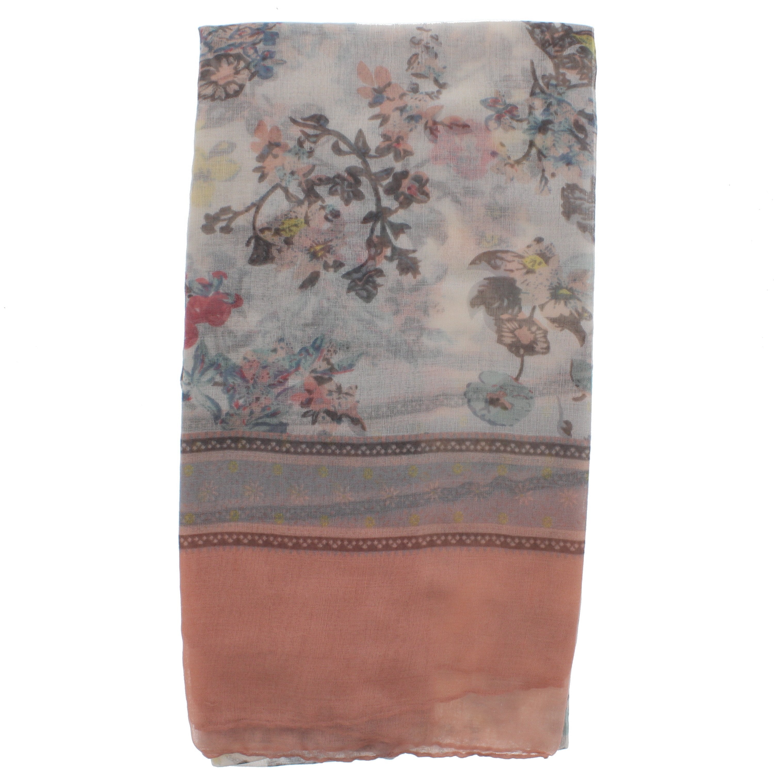 Floral Printed Scarves with Border