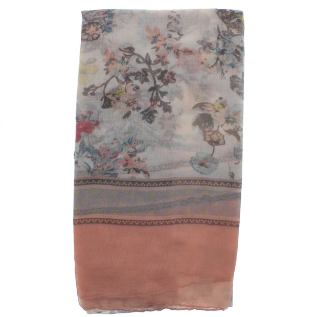 Floral Print Scarf with Border