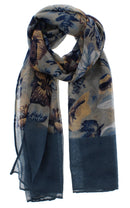 Floral Printed Scarf with Border