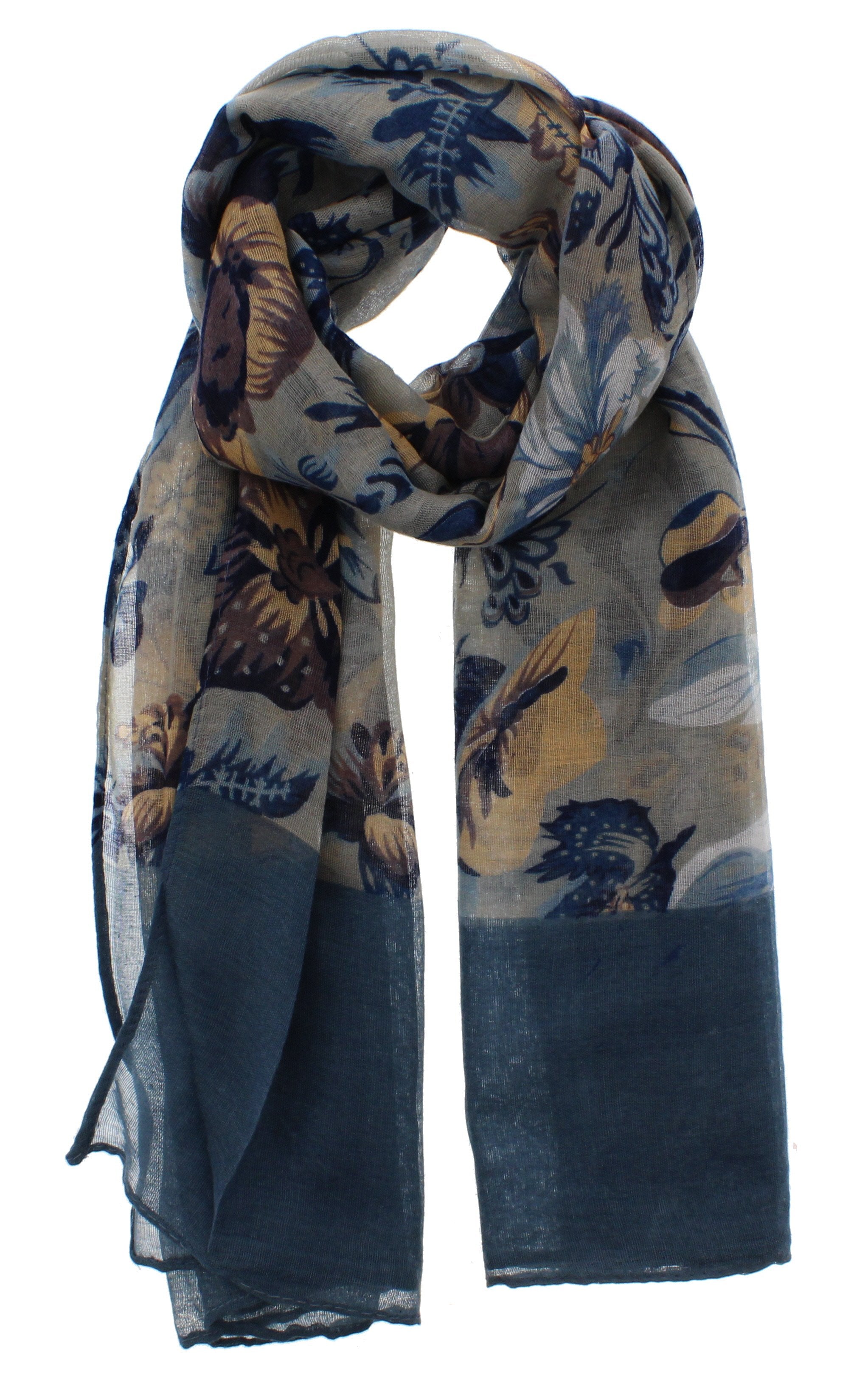 Floral Printed Scarf with Border
