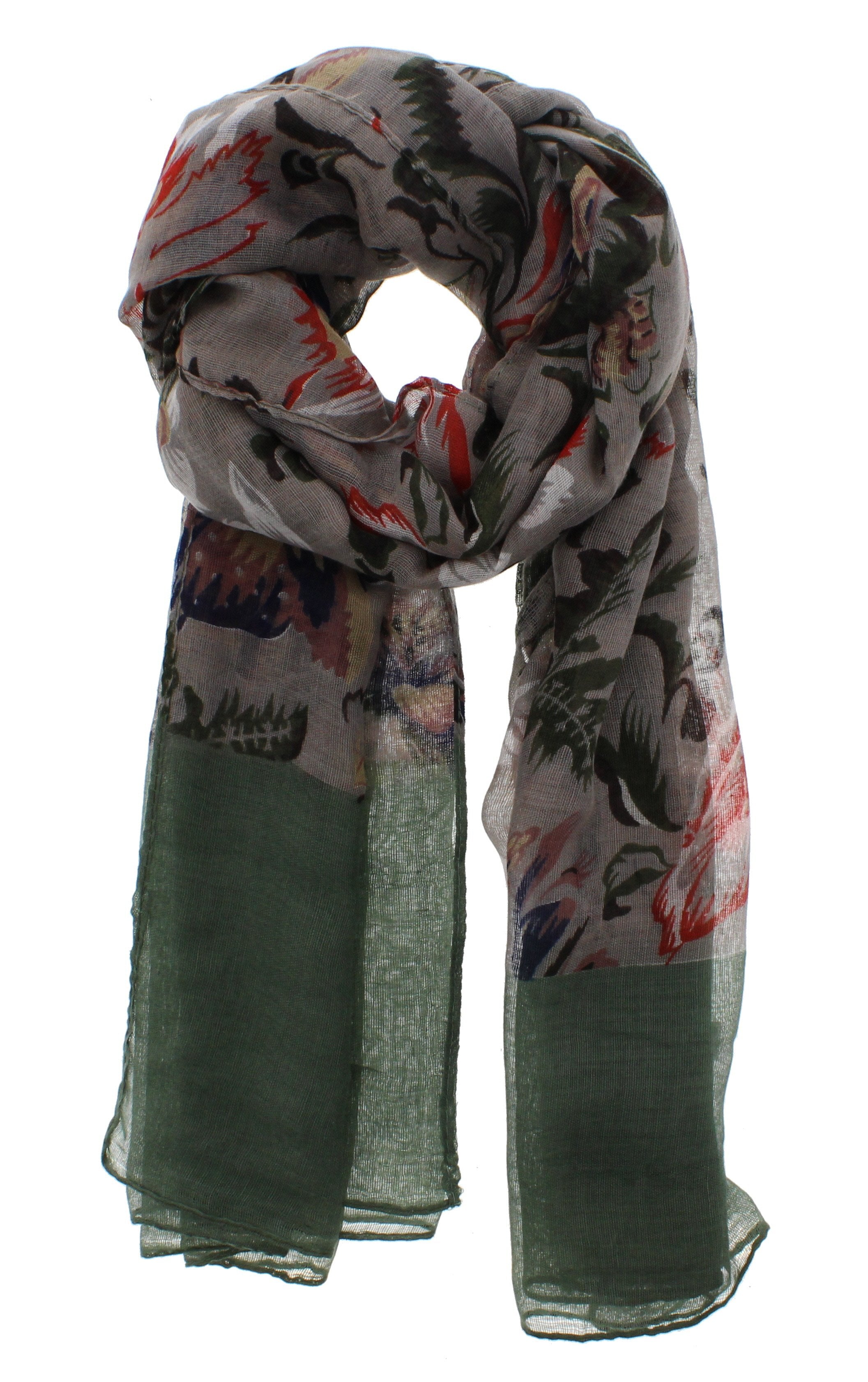 Floral Printed Scarf with Border