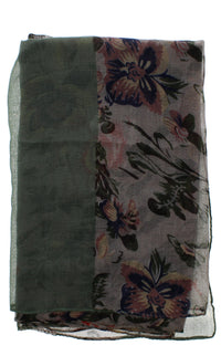 Floral Printed Scarf with Border