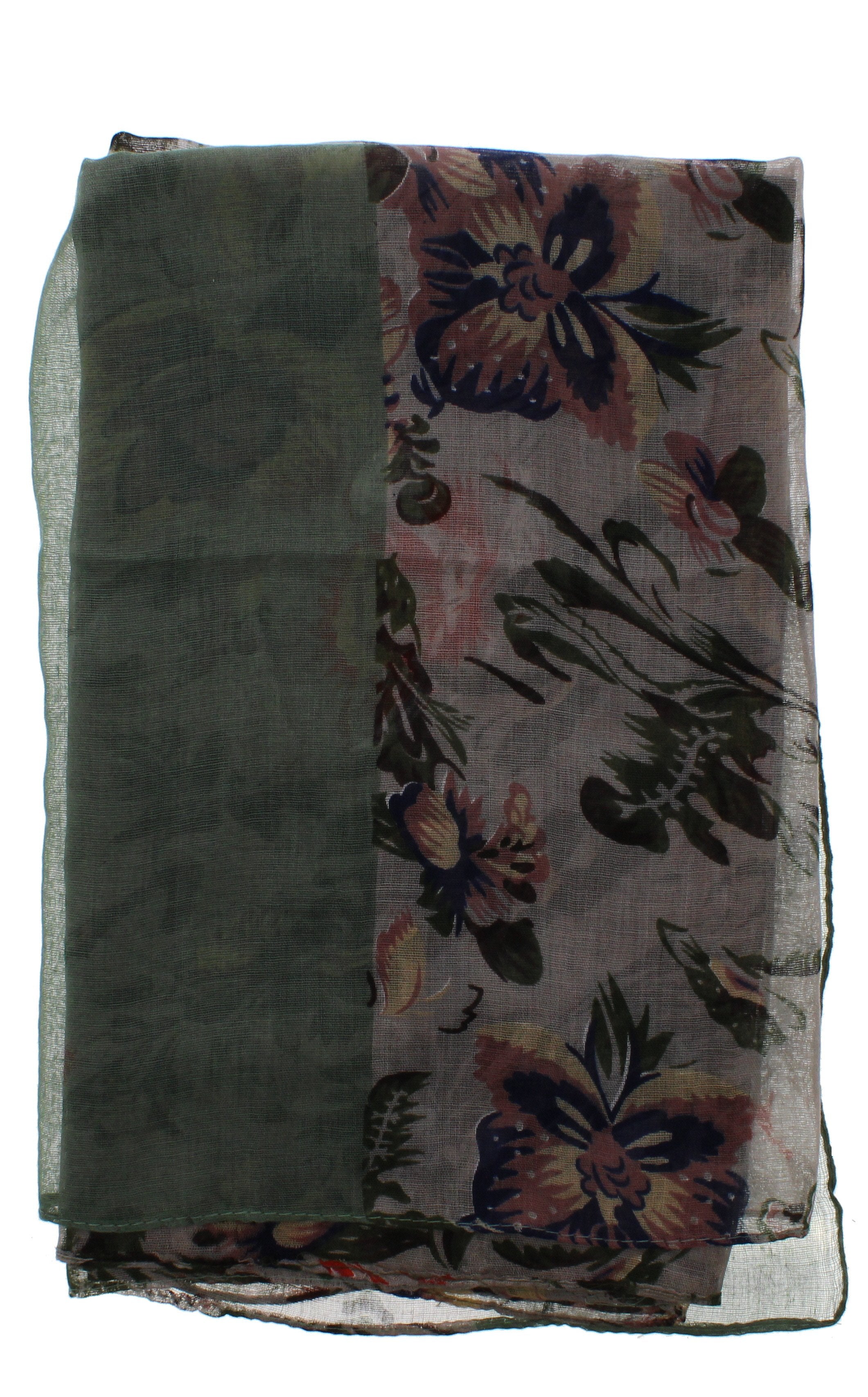 Floral Printed Scarf with Border