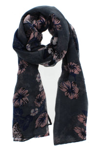Butterflies & Floral Printed Scarves with Border