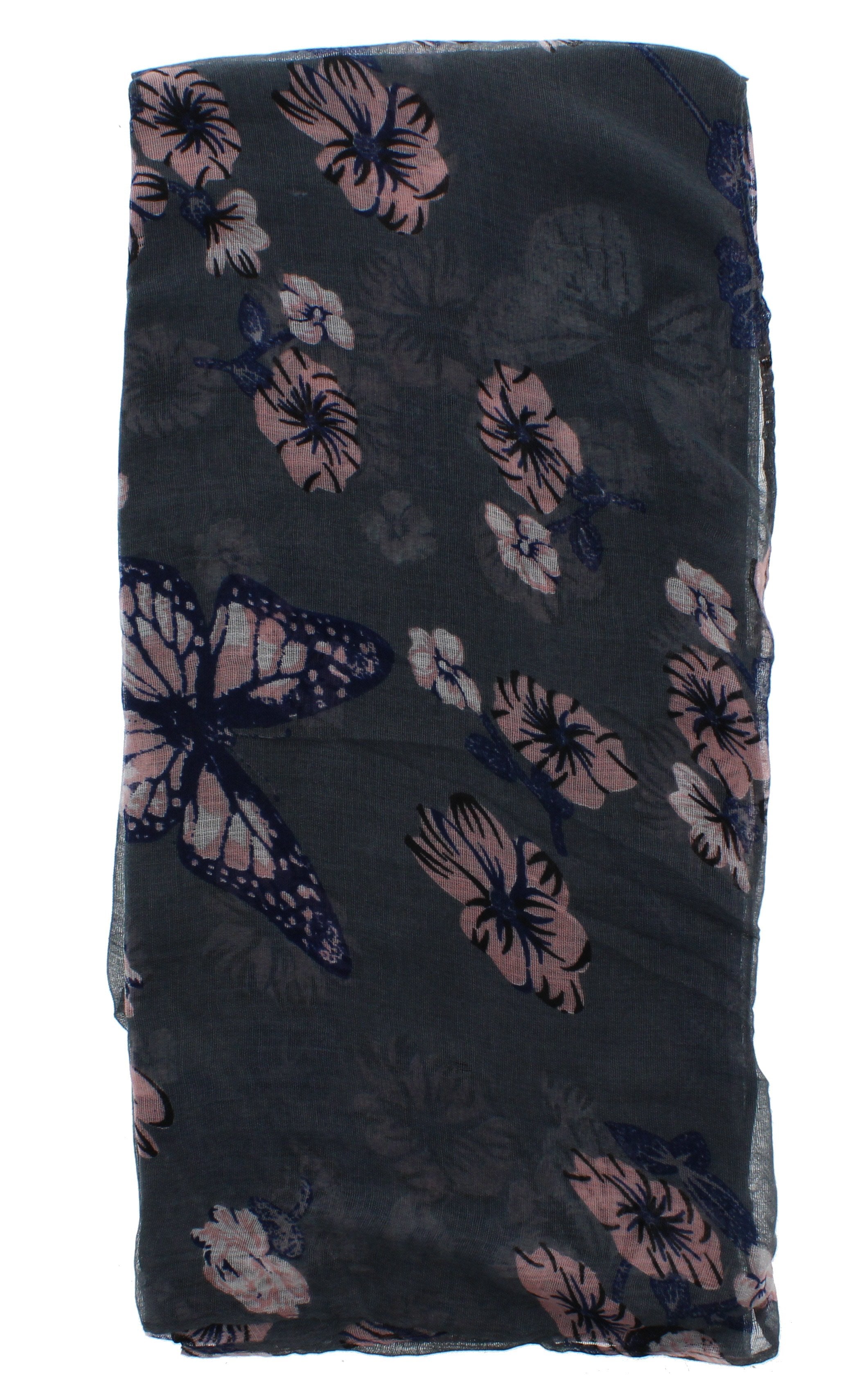 Butterflies & Floral Printed Scarves with Border