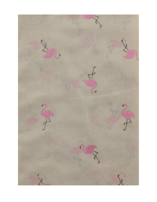 Scarf with Glitter Flamingoes