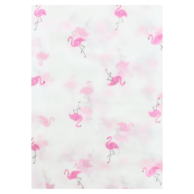 Scarf with Glitter Flamingoes