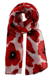 Scarf with Large Red Poppies