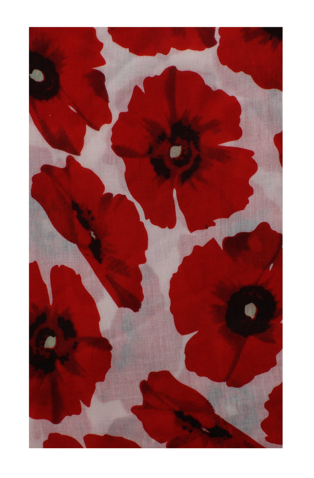 Scarf with Large Red Poppies