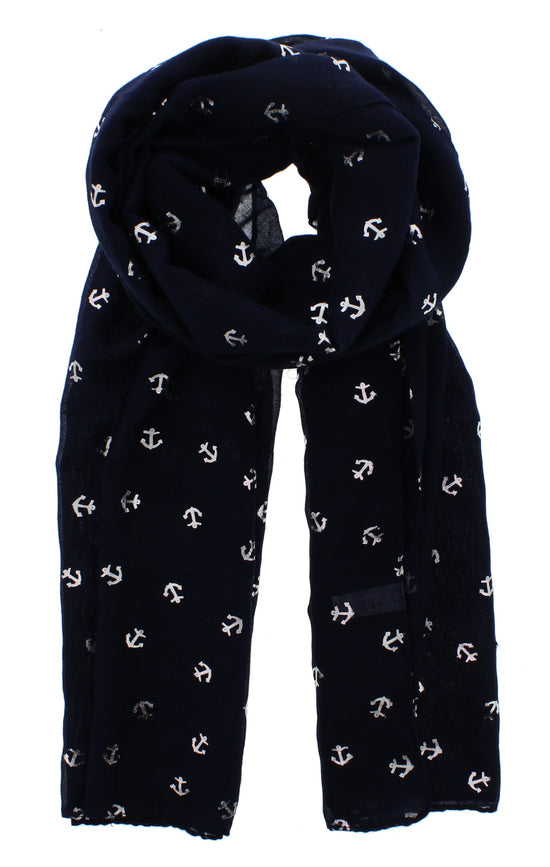 Silver Foil Anchor Print Scarves