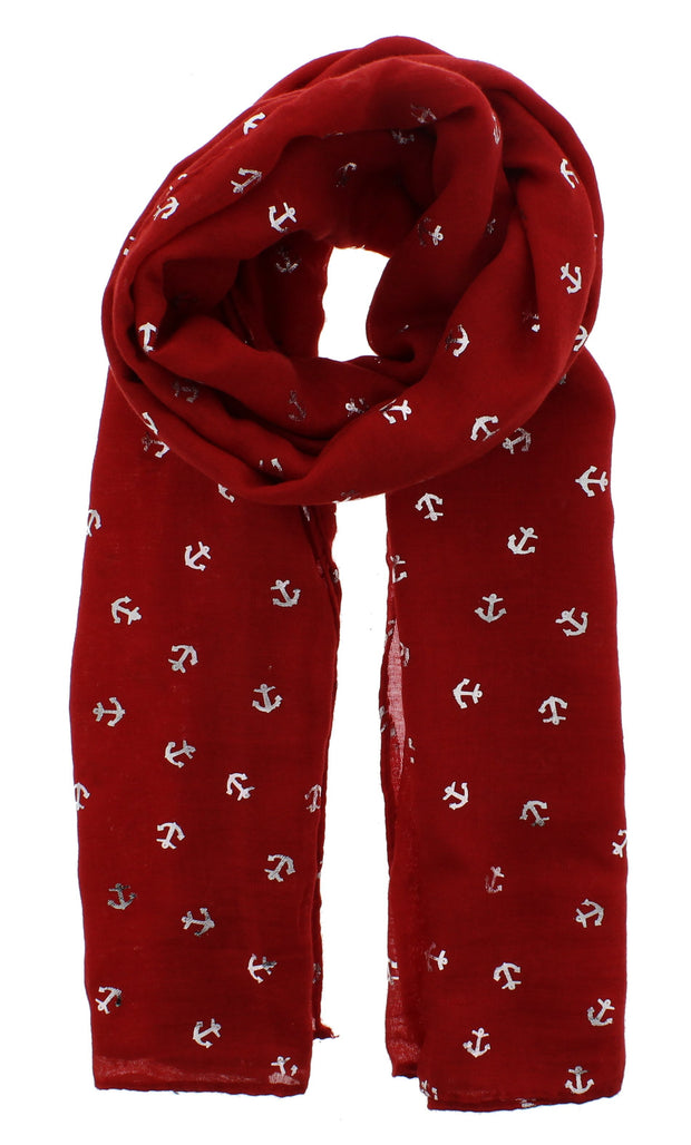 Scarf with Silver Foil Anchor Print