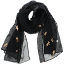 Small Gold Foil Dragonfly Print Scarves