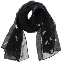 Small Gold Foil Dragonfly Print Scarves