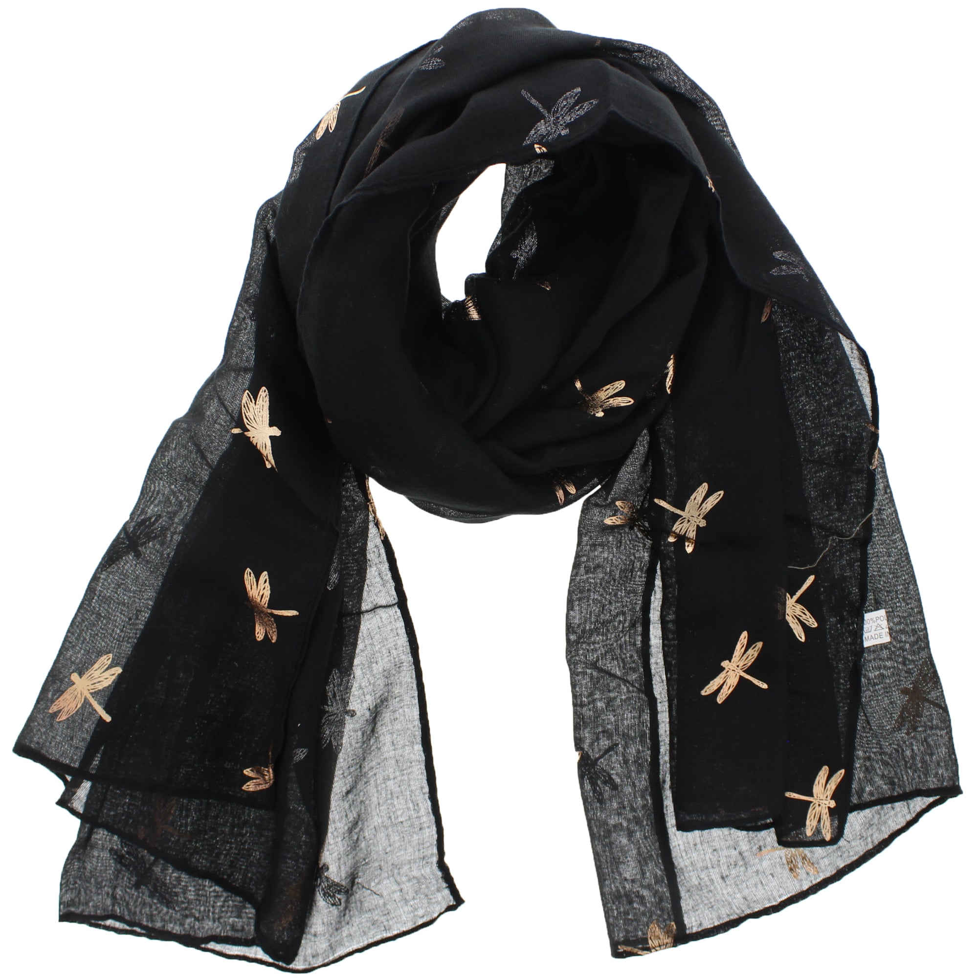 Small Gold Foil Dragonfly Print Scarves