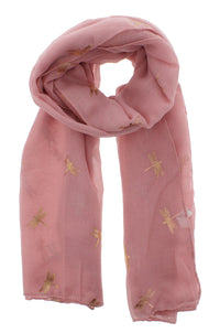 Small Gold Foil Dragonfly Print Scarves