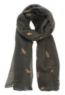 Small Gold Foil Dragonfly Print Scarves