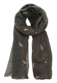 Small Gold Foil Dragonfly Print Scarves