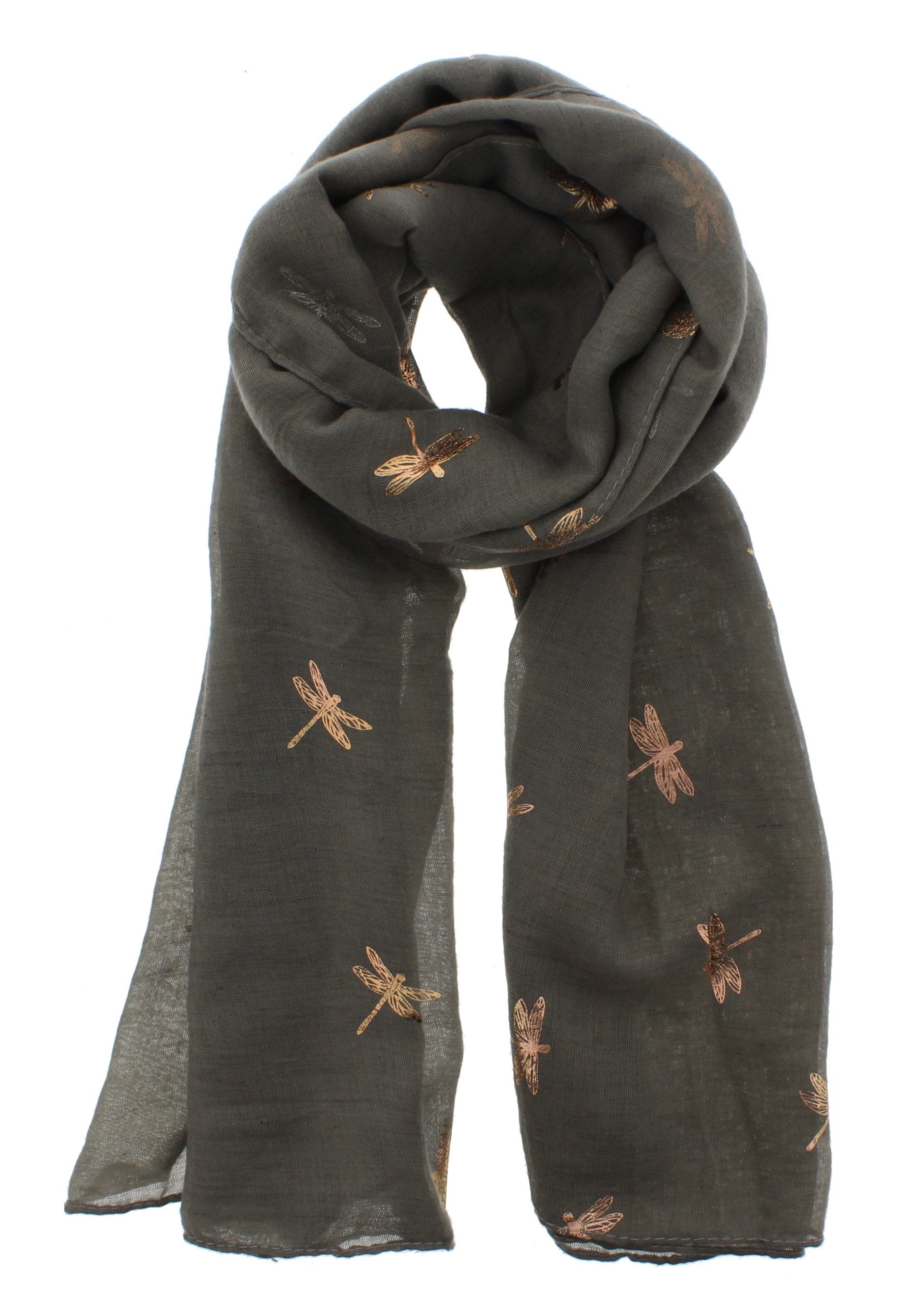 Small Gold Foil Dragonfly Print Scarves