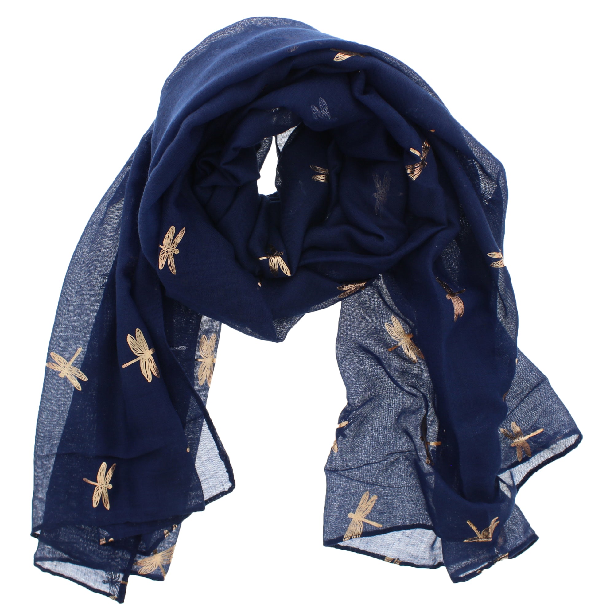 Small Gold Foil Dragonfly Print Scarves