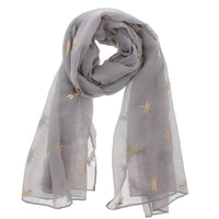 Small Gold Foil Dragonfly Print Scarves