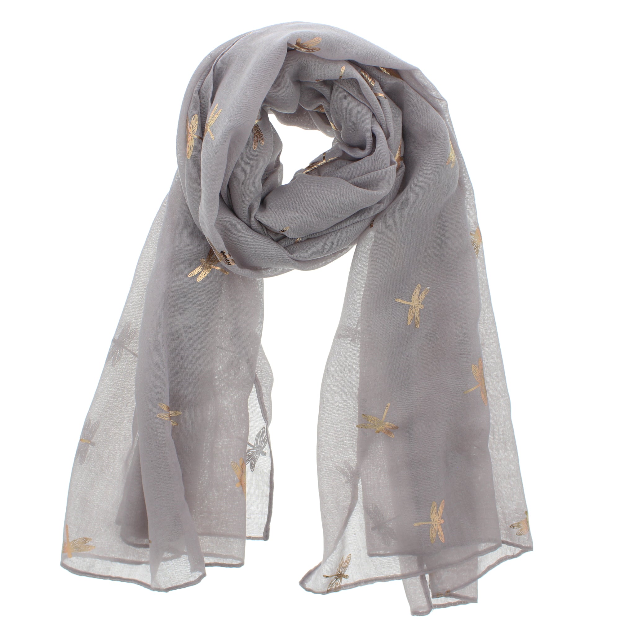 Small Gold Foil Dragonfly Print Scarves