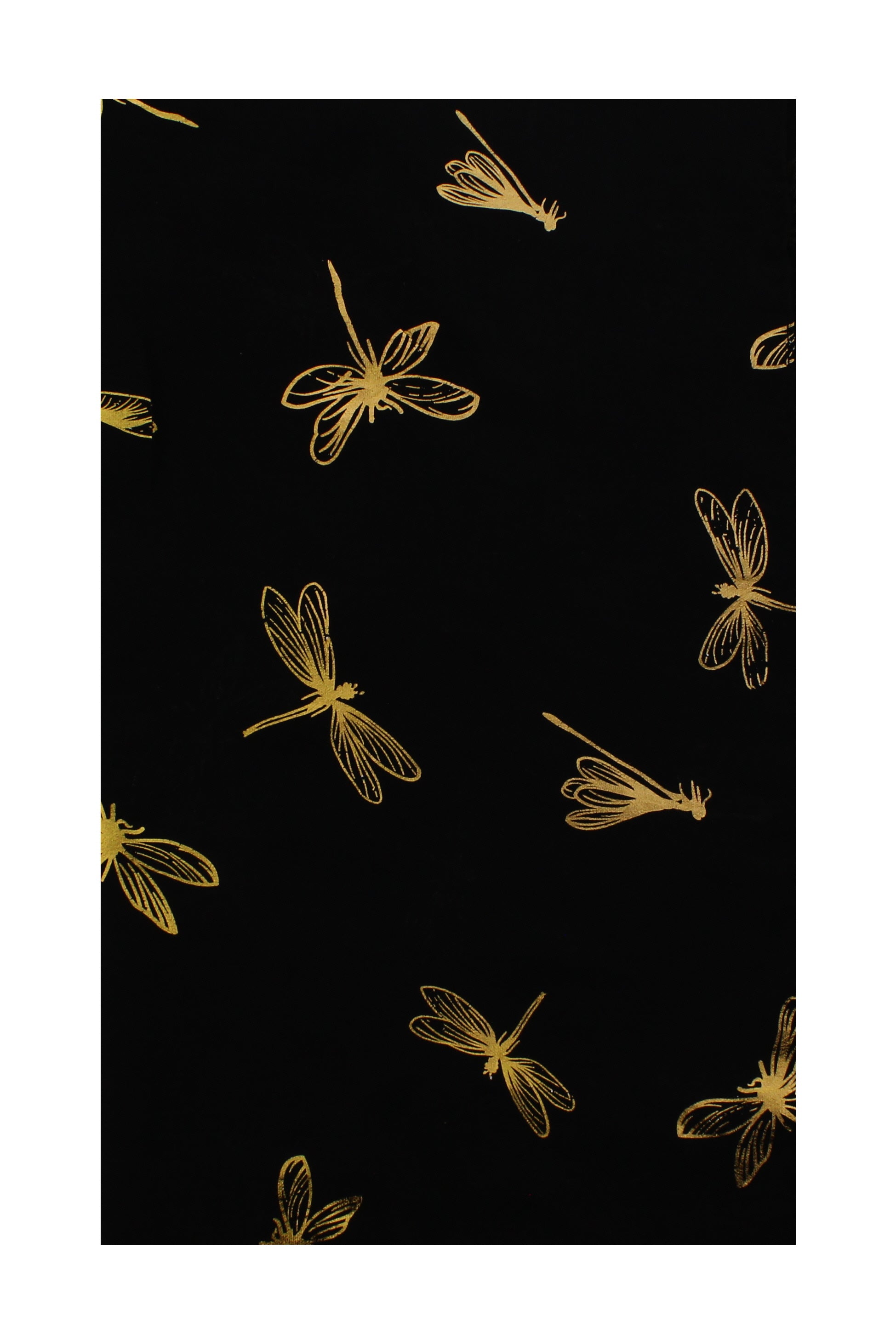 Large Gold Foil Dragonfly Printed Scarves