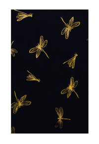 Large Gold Foil Dragonfly Printed Scarves