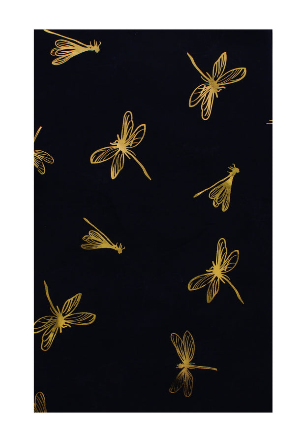 Scarf with Large Gold Foil Dragonfly Print