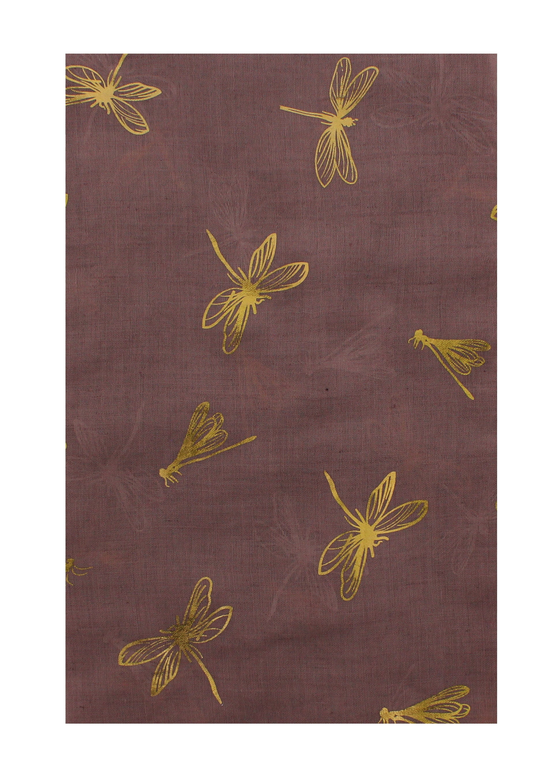 Large Gold Foil Dragonfly Printed Scarves