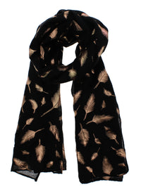 Rose Gold Foil Feather Printed Scarves