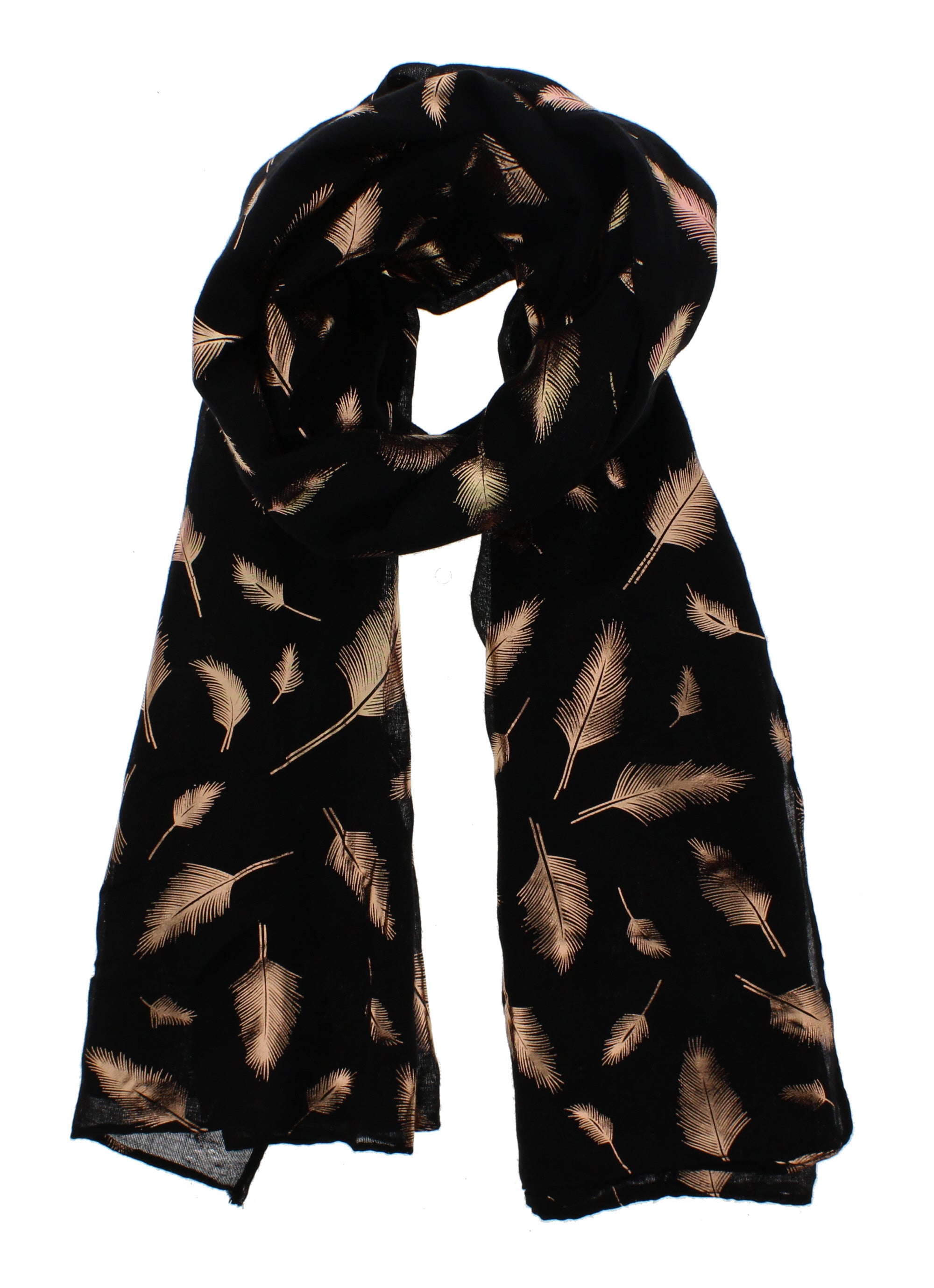 Rose Gold Foil Feather Printed Scarves