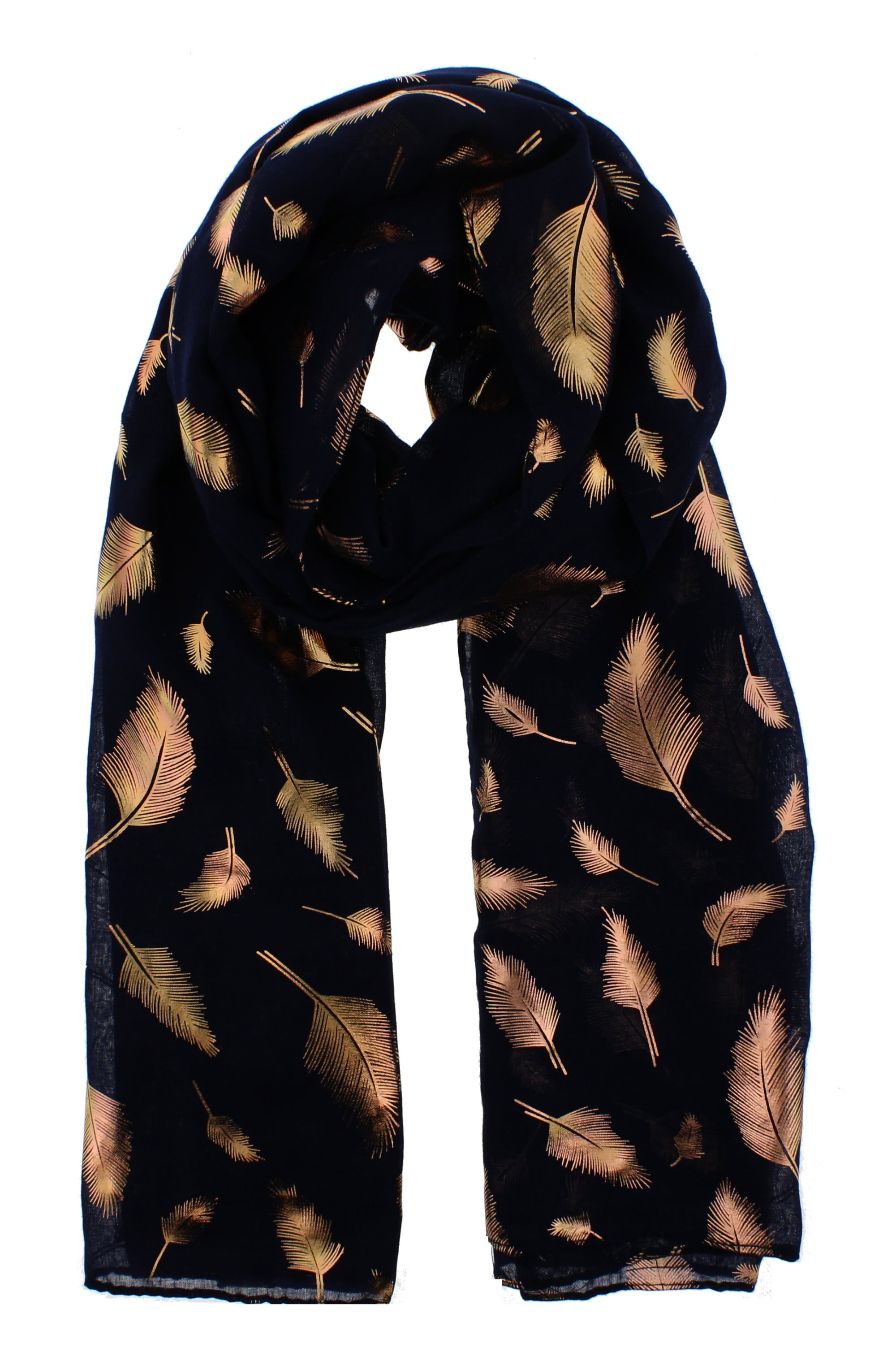 Rose Gold Foil Feather Printed Scarves