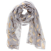 Scarf with Rose Gold Foil Feather Print