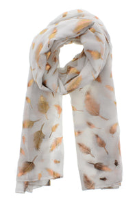 Rose Gold Foil Feather Printed Scarves