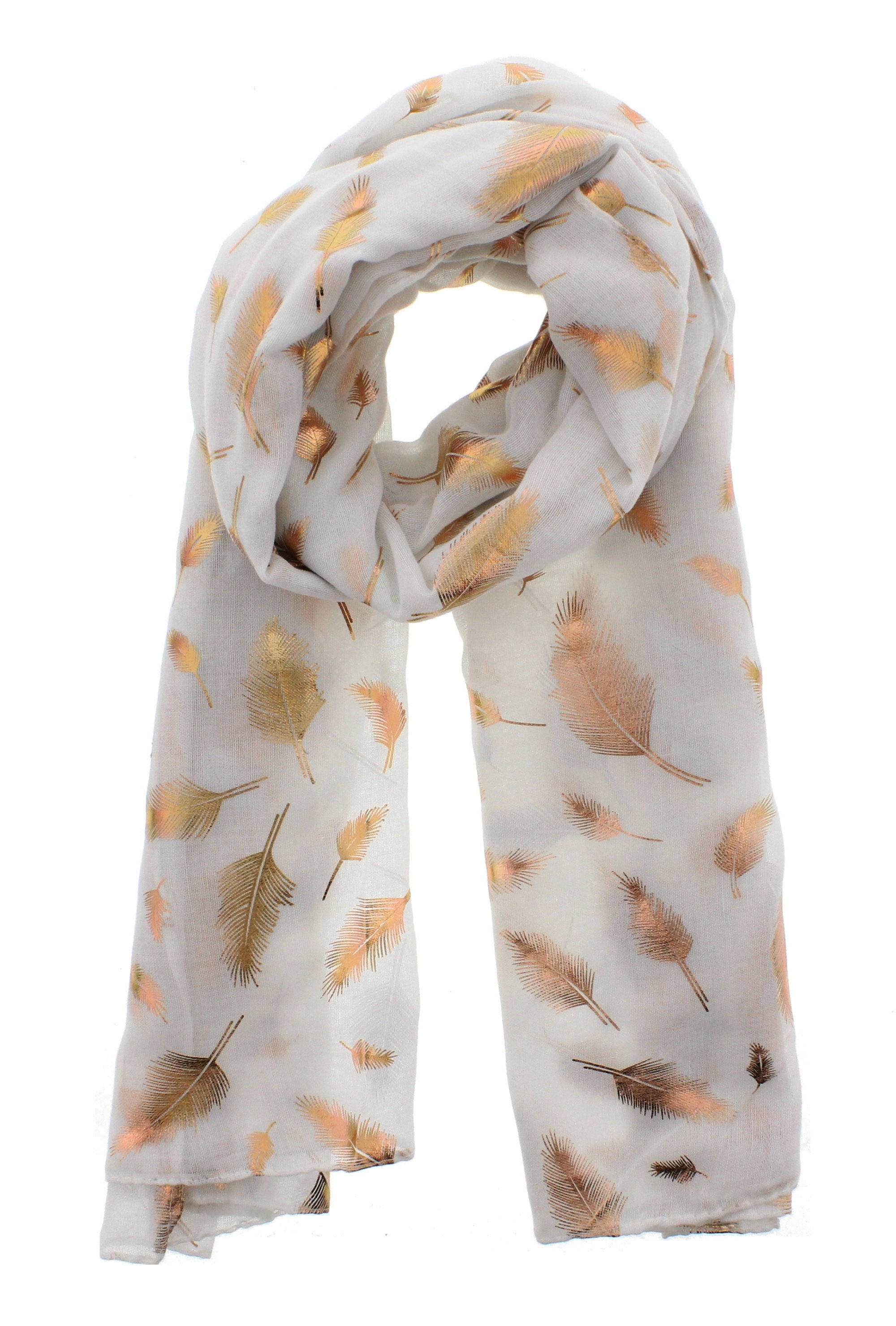 Rose Gold Foil Feather Printed Scarves