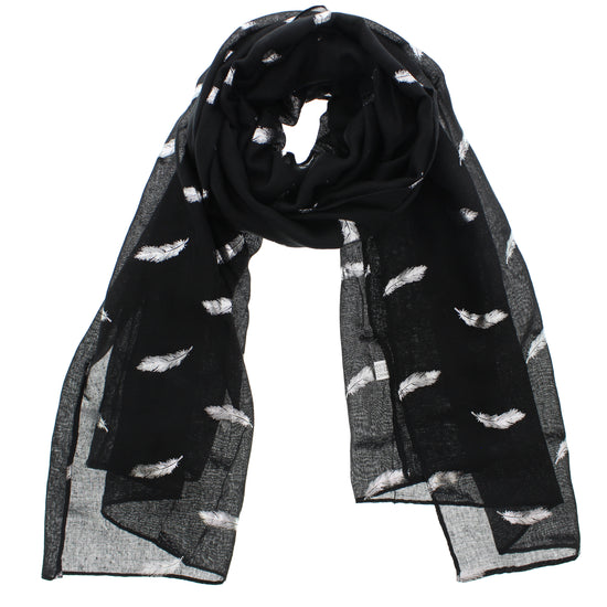Silver Foil Mini Feathers Scarves