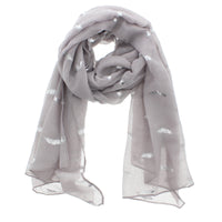Silver Foil Mini Feathers Scarves