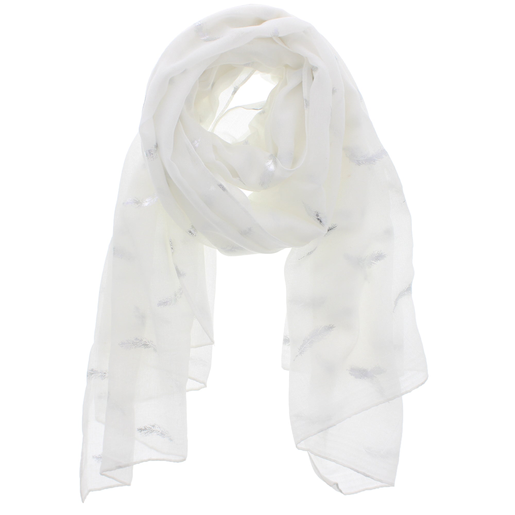 Silver Foil Mini Feathers Scarves