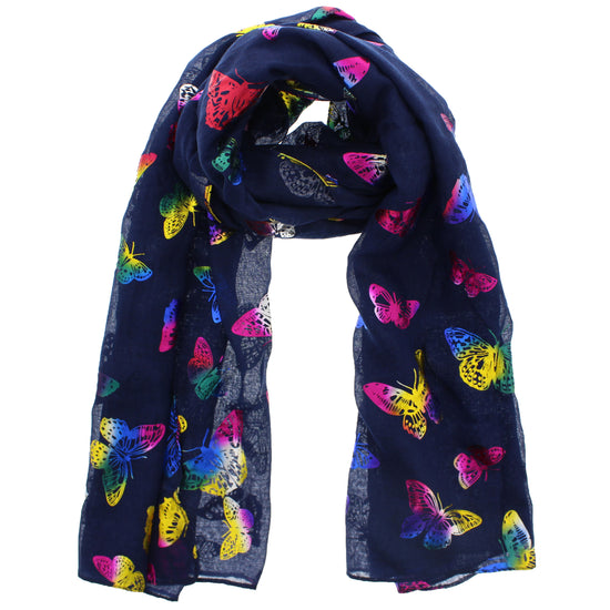 Large Rainbow Foil Butterflies Scarves