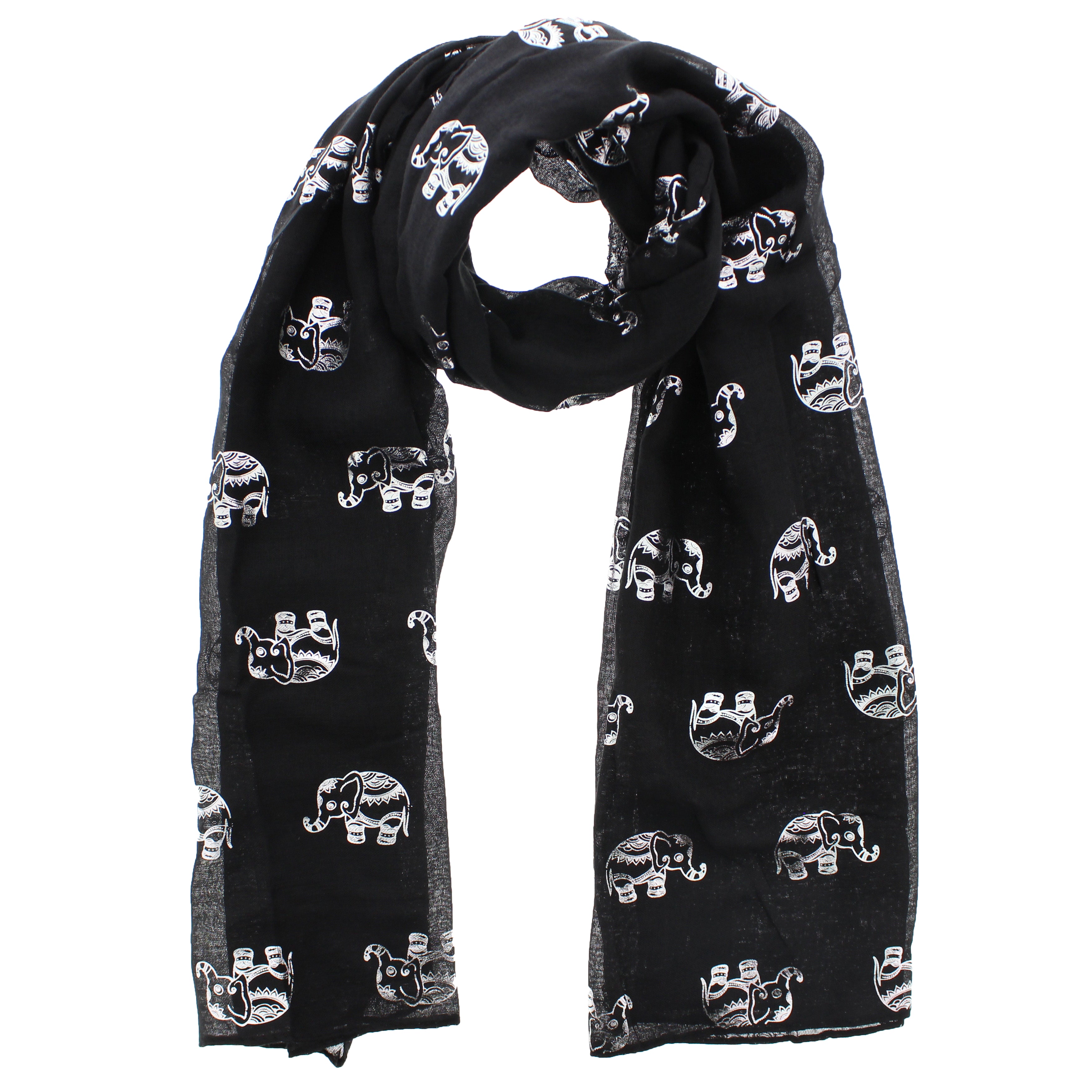 Silver Foil Elephants Scarves