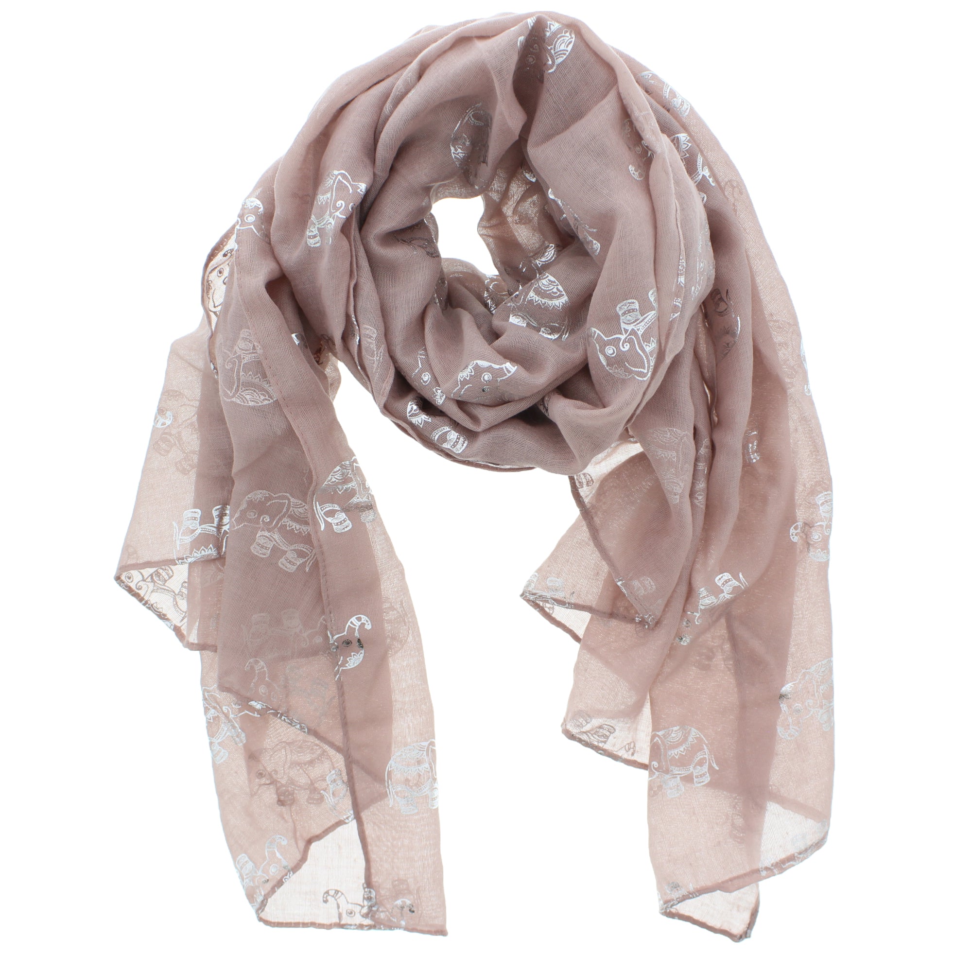 Silver Foil Elephants Scarves