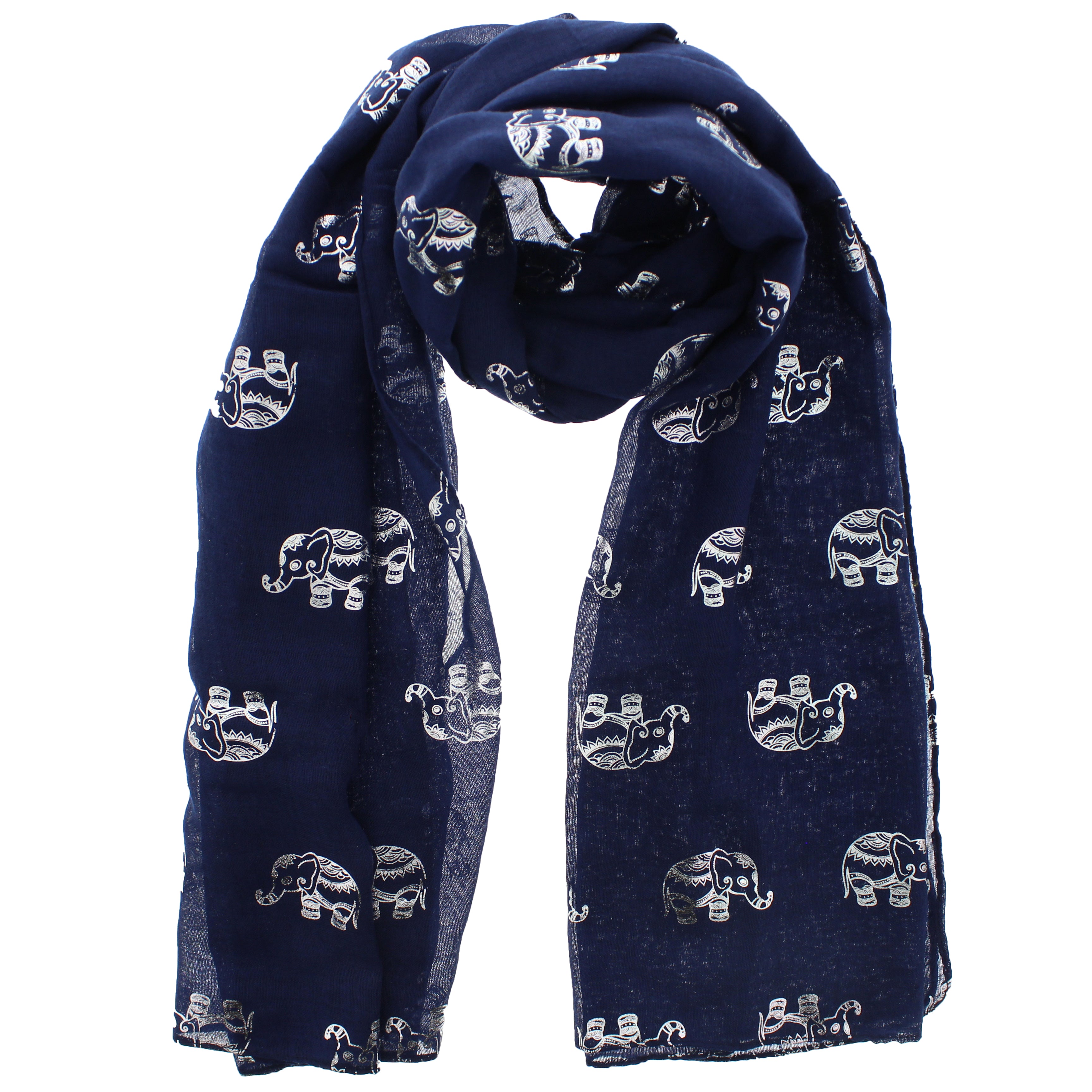 Silver Foil Elephants Scarves