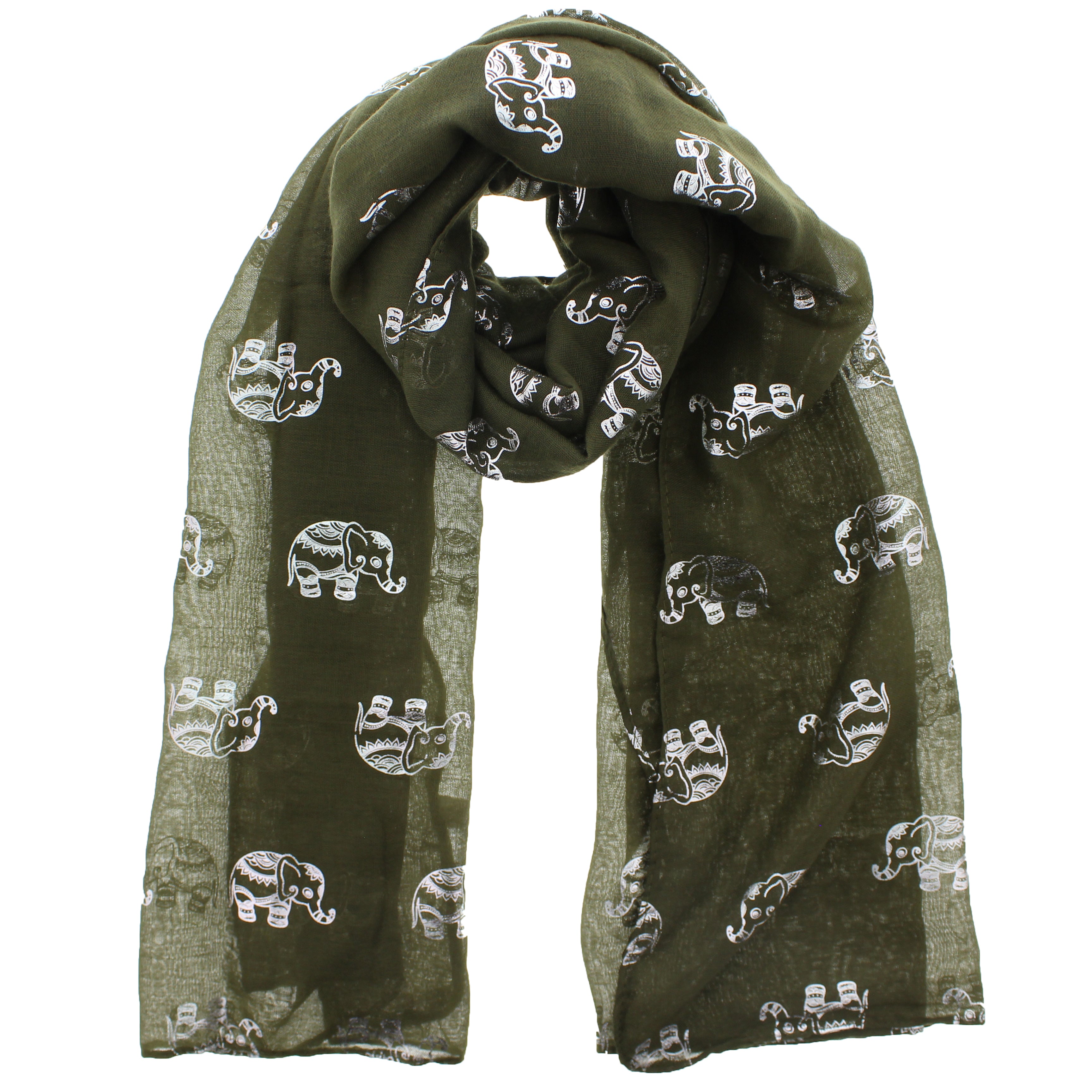 Silver Foil Elephants Scarves