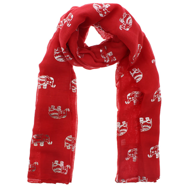 Scarf with Silver Foil Elephants