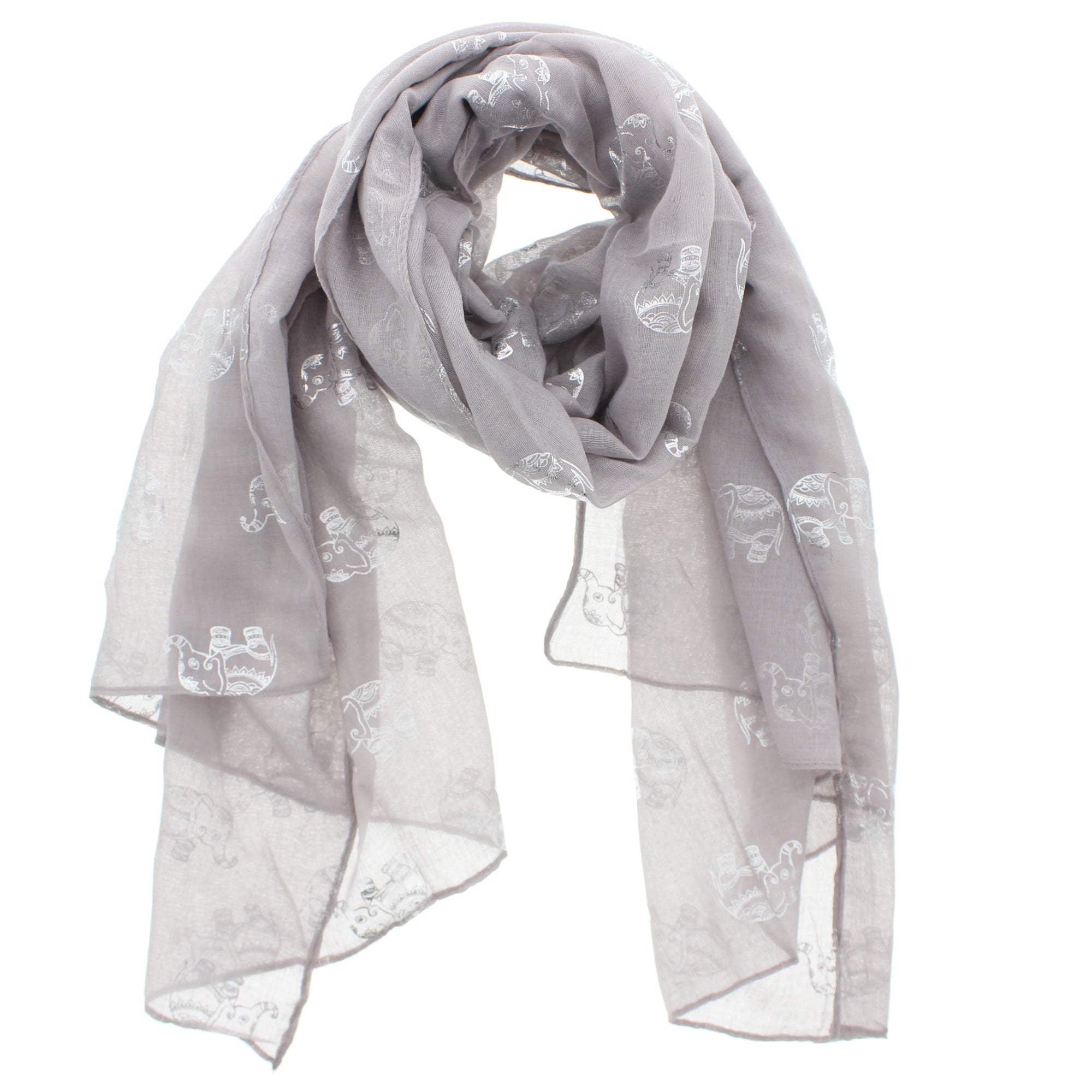 Silver Foil Elephants Scarves