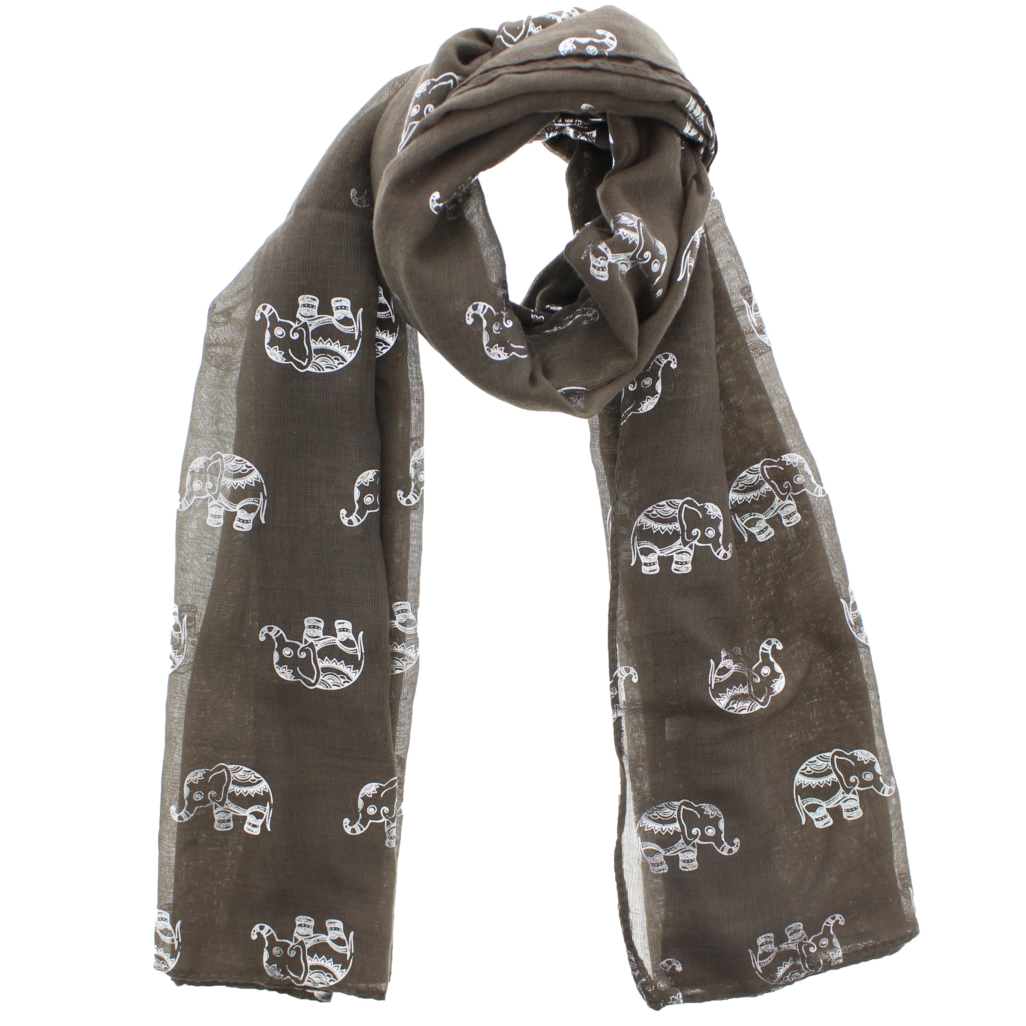Silver Foil Elephants Scarves