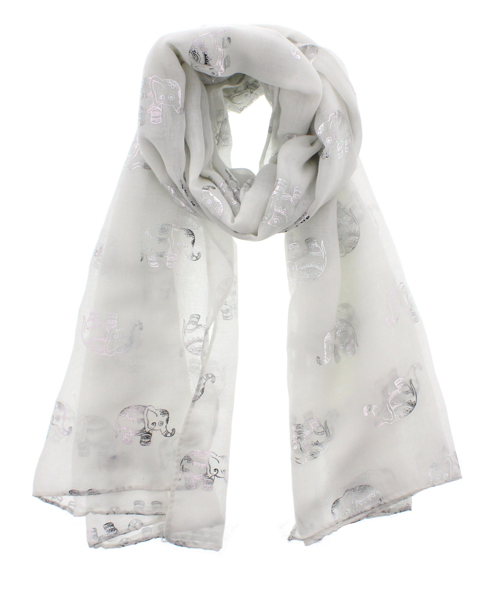 Silver Foil Elephants Scarves