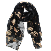 Large Gold Foil Butterflies Scarves