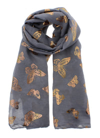 Large Gold Foil Butterflies Scarves